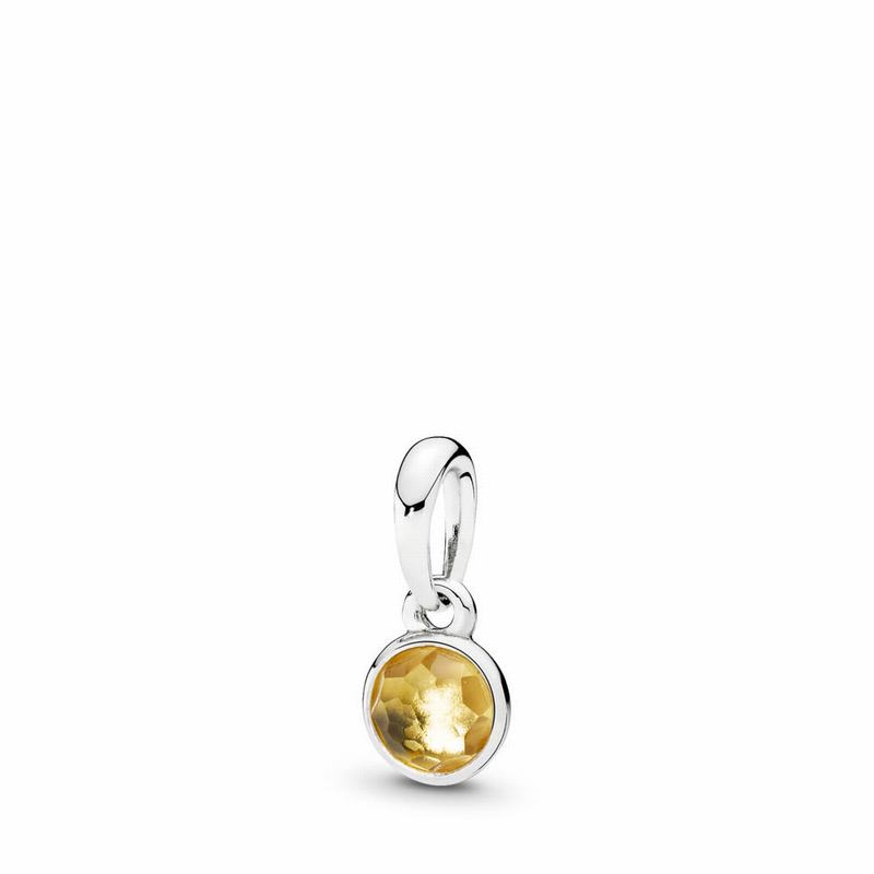 Pandora November Droplet Pendant Ireland - Sterling Silver/Yellow/Citrine - 632749OKL